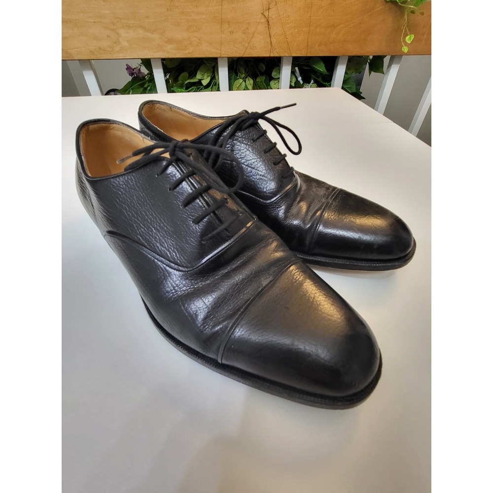 Gravati Mens Black Leather Cap Toe Oxford Dress Shoes Hand Made in Italy Size 10